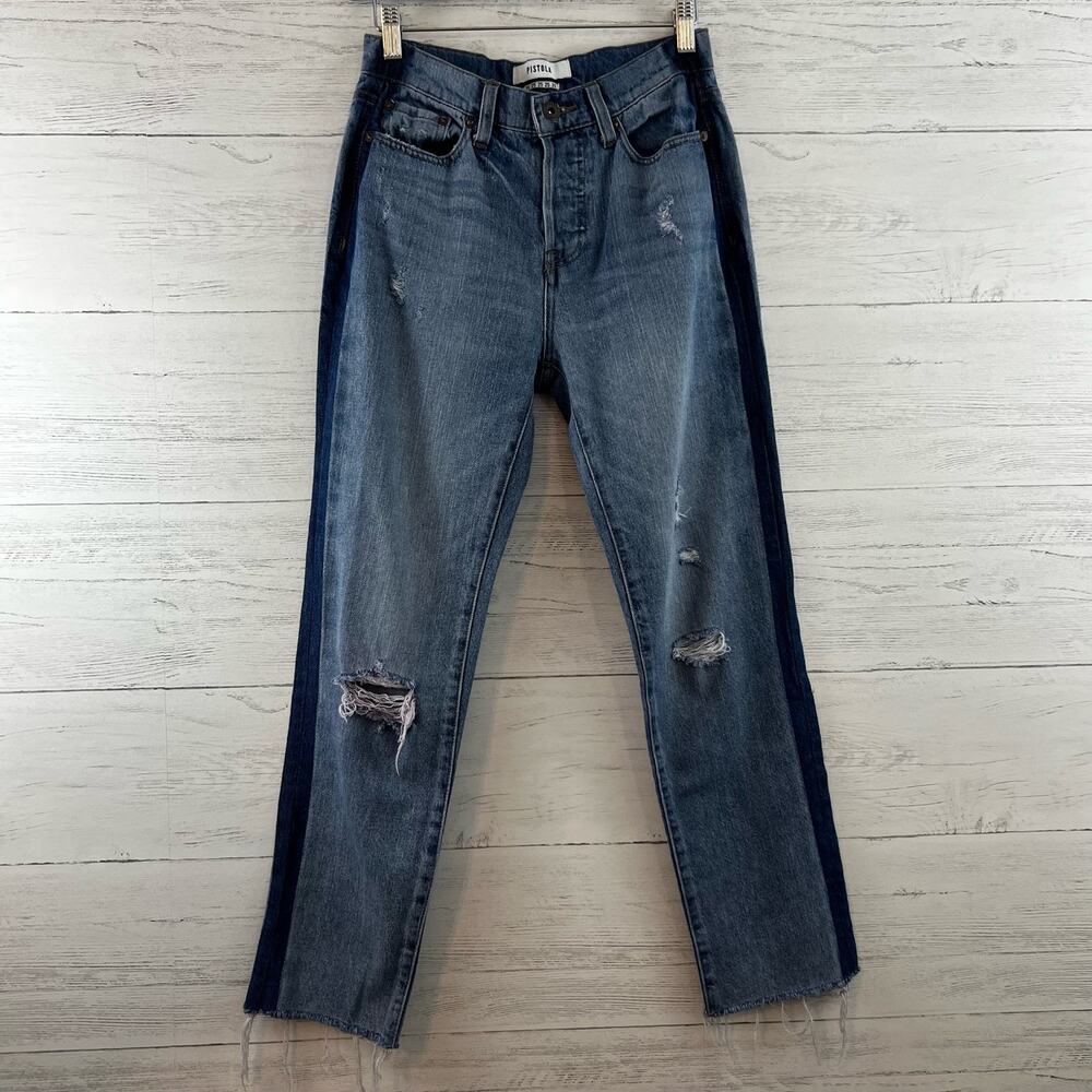 Pistola Released Seam Straight Leg Distressed Jeans Size 25